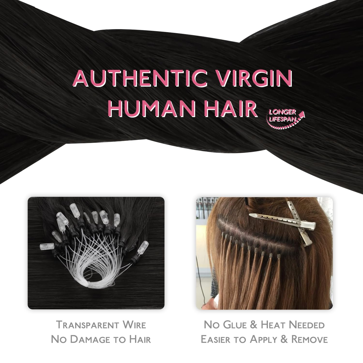 WENNALIFE Micro Rings Hair Extensions Real Human Hair - Image 4