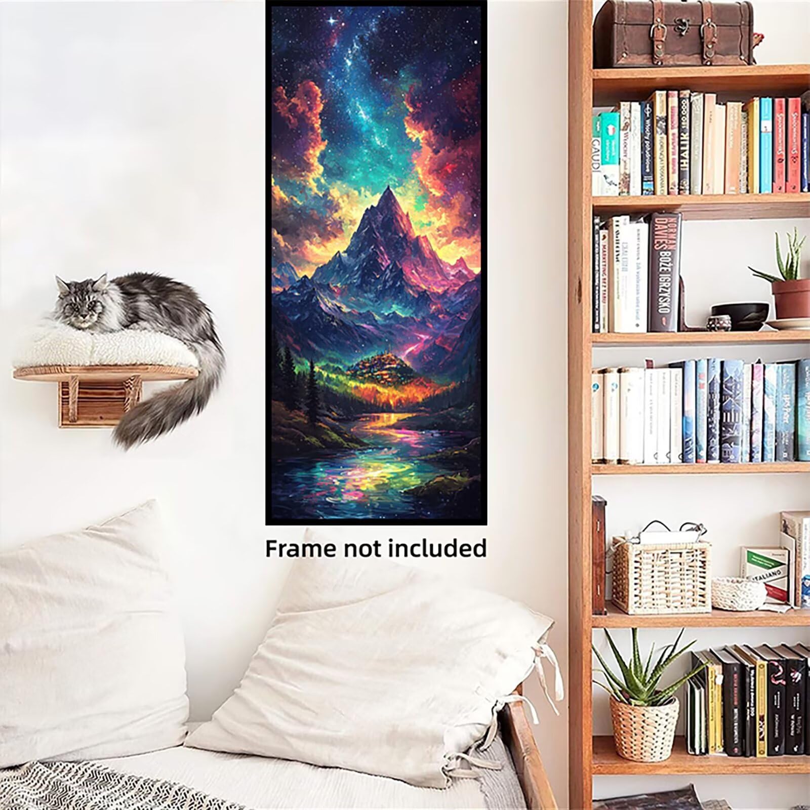 Malen Nach Zahlen 50x150cm Leinwand Farbe Malen Nach Zahlen Erwachsene mit Ohne Rahmen, DIY Kreativ Set für Erwachsene mit Pinseln und Acrylfarbe, Zimmer Deko Berg Landschaft Geschenk, P0M-755