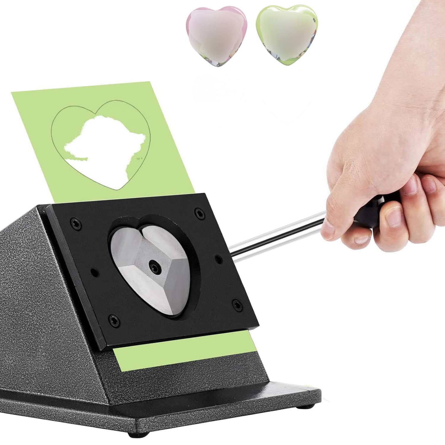 COYEUX Heart Shape Die Punch Cutter, Manual Paper Press Cutting Tool, 57x53mm Standard Cutting Size, Sturdy Metal, for Badge Production Card Making Scrapbook