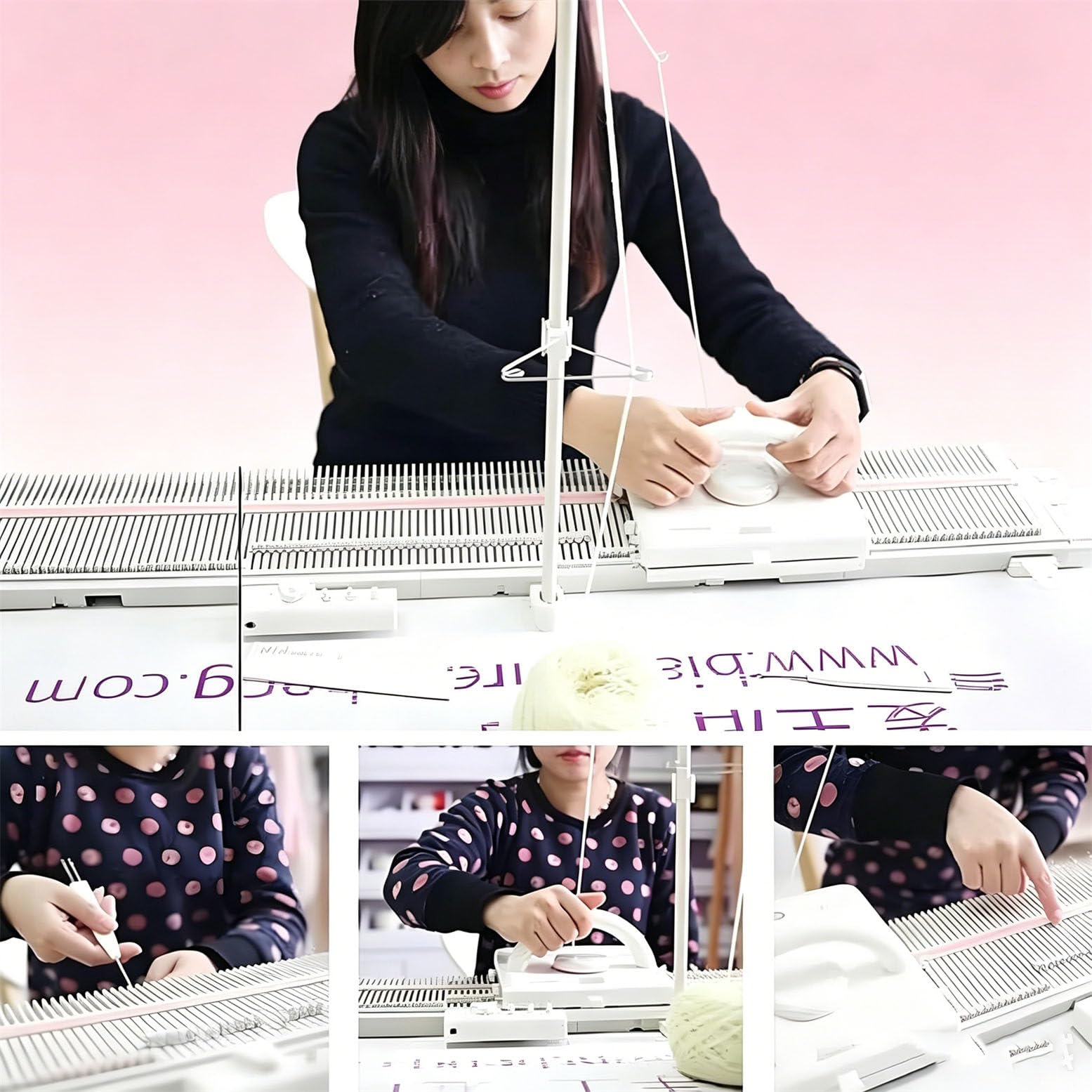 Automatische Strickmaschine, Elektrischer 150er Nadelstricker für Anfänger mit Tischklemme, ideal für DIY Schals, Mützen, Pullover - Kompaktes Design 108x20x9.5cm