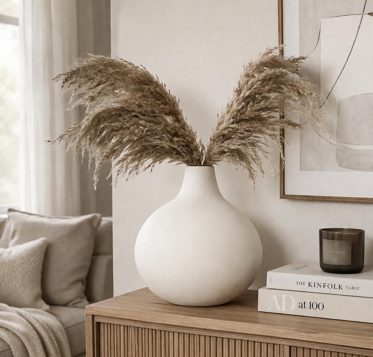 6 PCS Sorcish 100% Natural Fluffy Dried Pampas Grass 6 Small Stick pcs for Small Pot/ Container 2