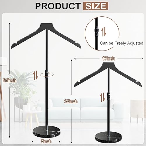 Miniatura 6 de OLV Torso de maniquí con base de mármol, soporte de exhibición de camisa ajustable de 18 a 34 pulgadas para tienda de vendedores, perchero de ropa