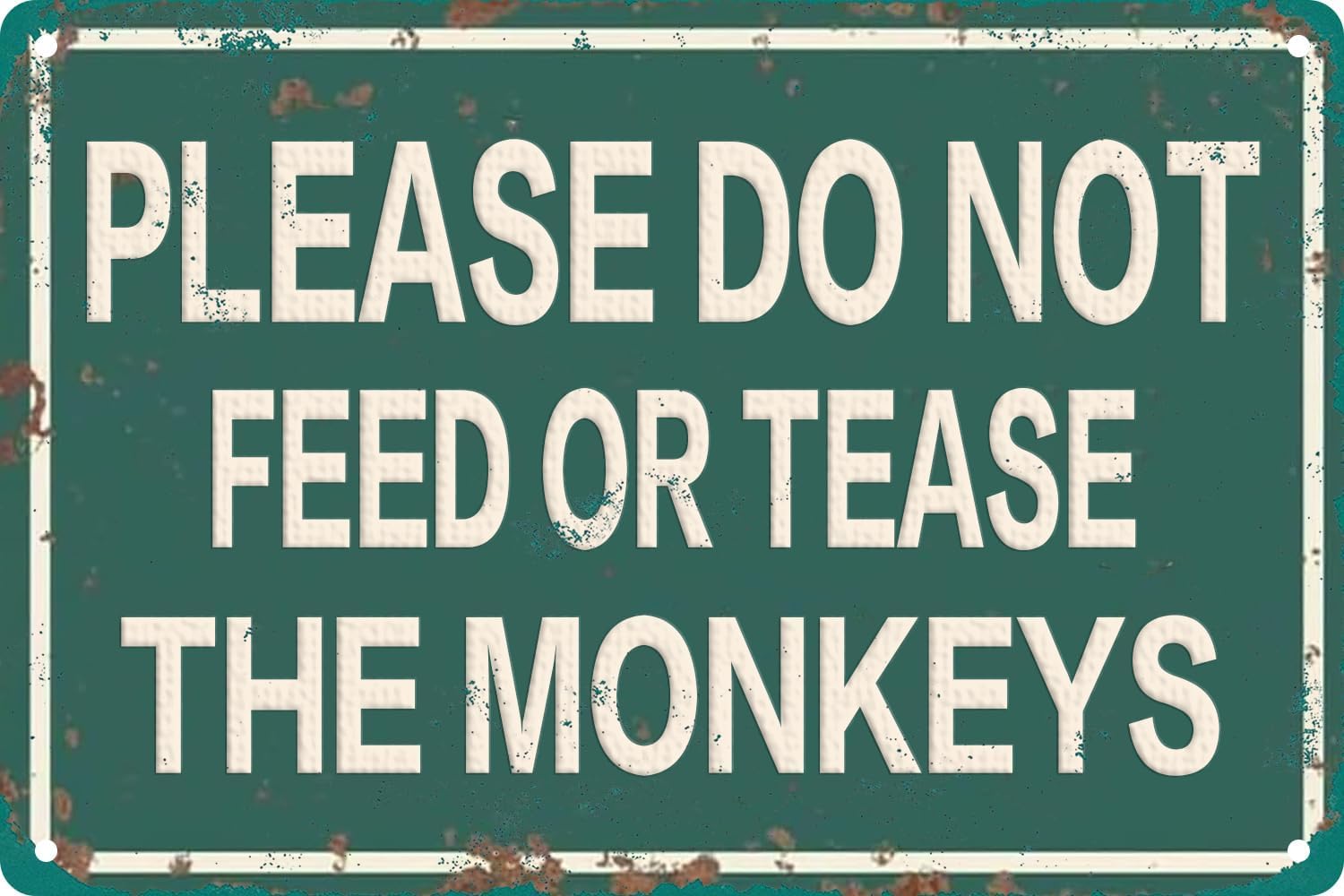 SMAZDFXX Please DoFeed or Tease The Monkeys Retro Metal Tin Sign Wall Art Poster For Park Farm Outdoors Decor Plaque Outdoor Decor 5.5"x8"
