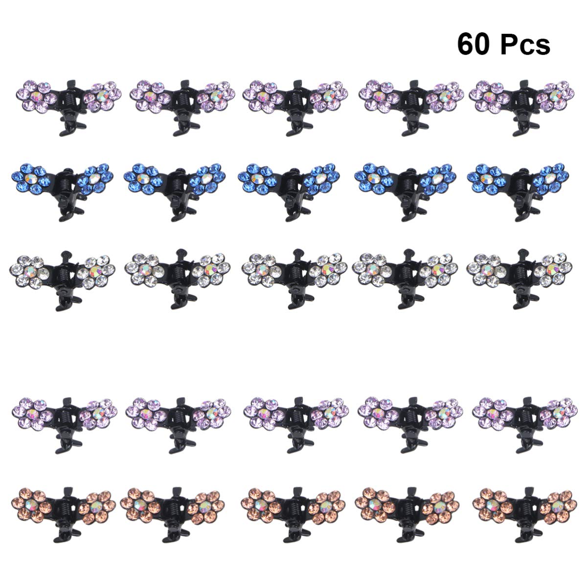 FRCOLOR 180stücke Teiliges Mini Haarklammern Für Mädchen Rhinestone Blumen Haarclips Aus Leichtem Legierungsmaterial Weiß Violett Und Himmelblau Praktisches Haaraccessoire Für