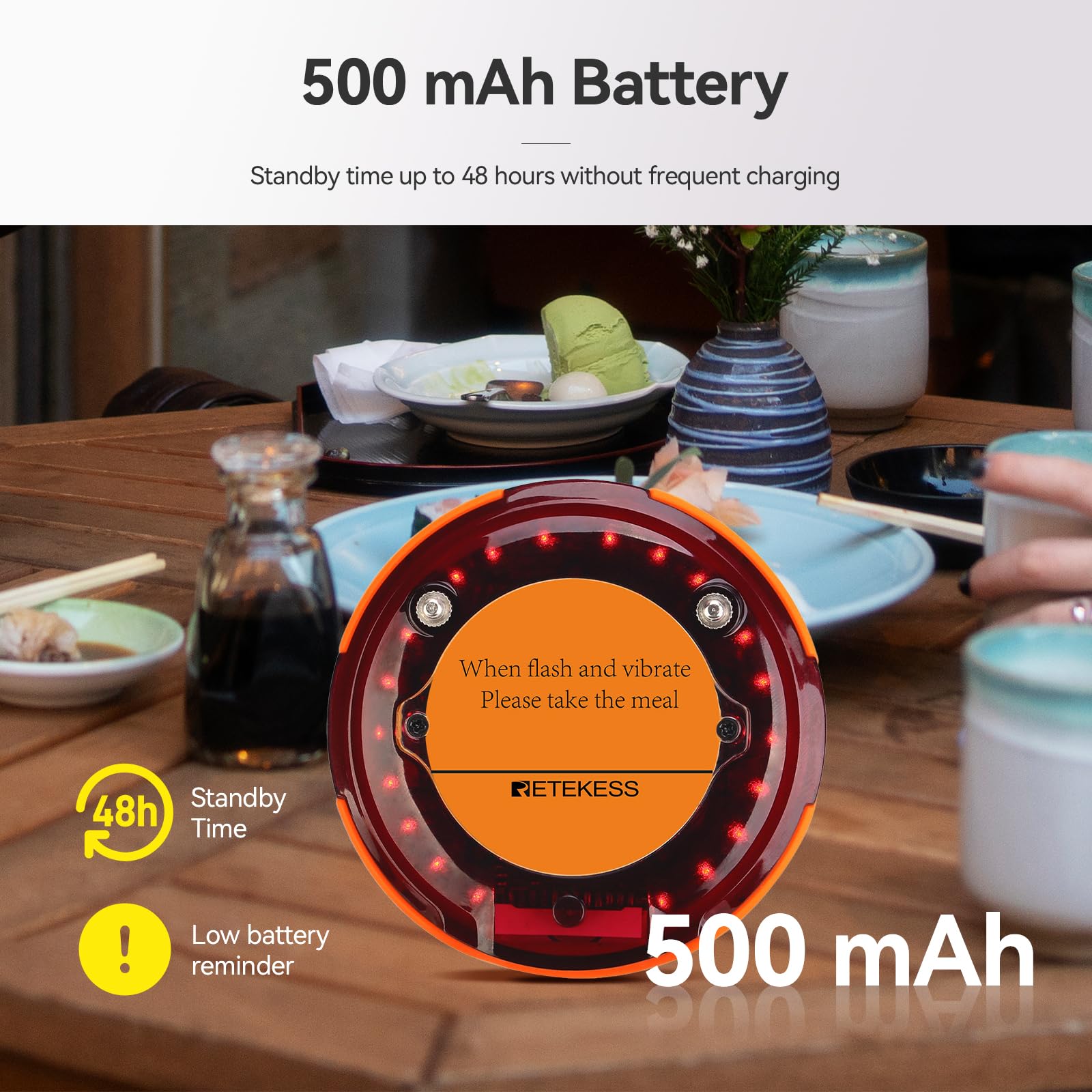 Retekess TD156 Cercapersone Ristorante, Pager Ristorante, FSK 800M, 500 mAh 48H, Impermeabile IP66, Gomma a Prova di Caduta, Cercapersone Wireless per Logistica, Hotel, Bar (10 Cercapersone)
