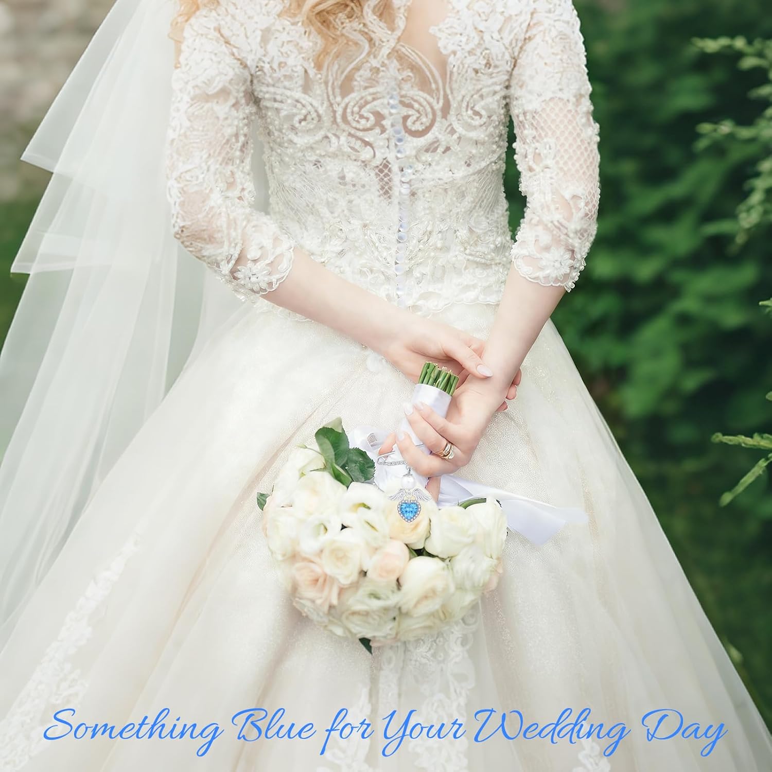 Something Blue Gift for Bride – Angel Pin with Pearl & Blue Heart Charm, Bridal Bouquet Charm for Wedding Day, Bride to Be Gift, Bridal Shower & Bachelorette Present - Image 2