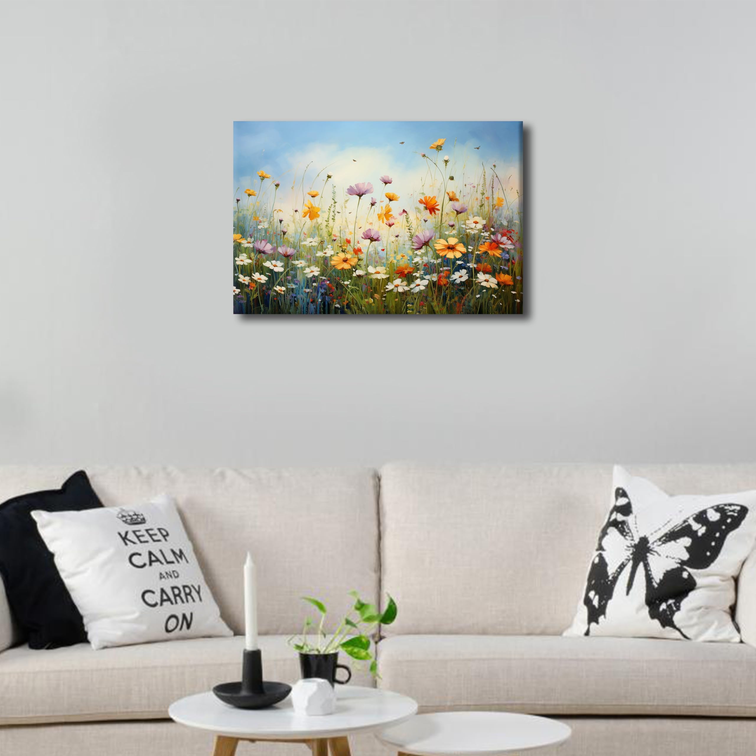 TISHIRON Wall Decor Blooming Flower Canvas Wall Art Wildflowers Modern Artwork for Office Plant Picture Print on Canvas Framed Ready to Hang for Living Bedroom Home 24x16in - Image 4