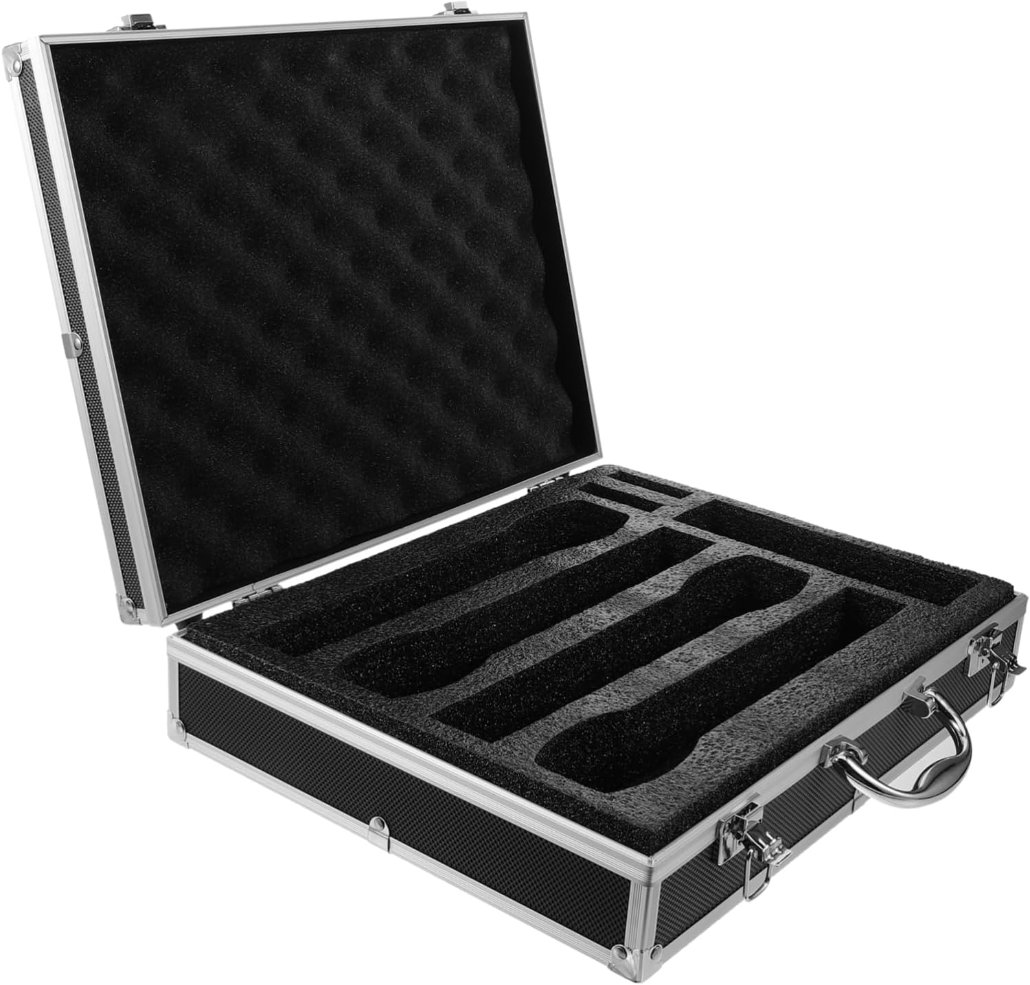 Portable Handheld Microphone Case with Handle Hard Storage Box for Mics Compact Organizer for Travel and Accessories Protective Aluminum Carrying Case for Ktv and Events