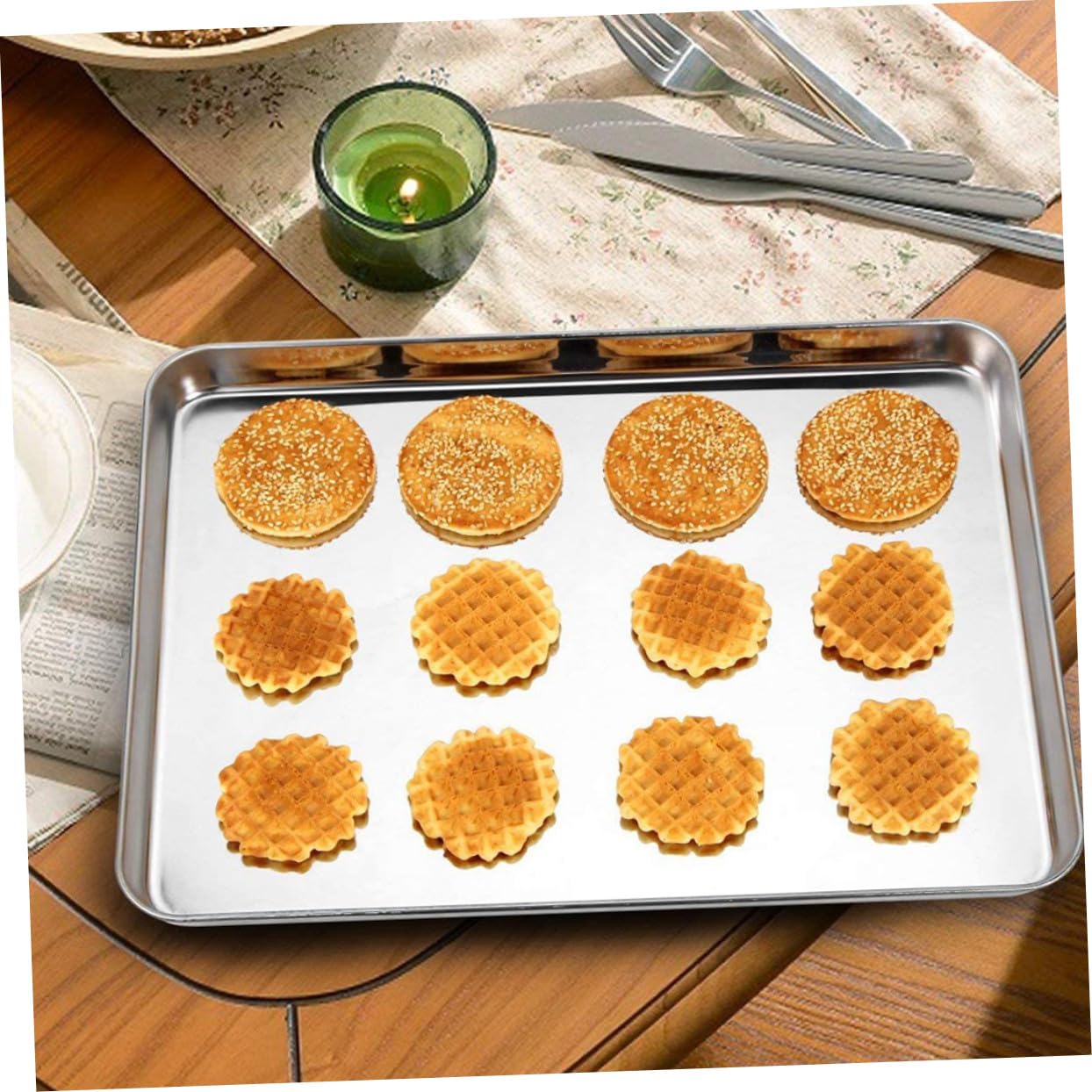 Gatuida 3piezas Bandeja Rectangular para Hornear Unidades Bandeja de Acero Inoxidable Práctica para Almacenamiento para Hornear Alimentos Barbacoa