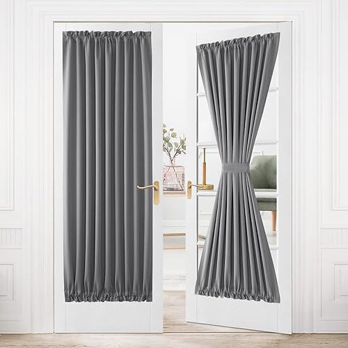 Miniatura 51 de DWCN Cortinas para puerta francesa: cortina térmica con bolsillo para barra para puertas con ventana de cristal, puertas de cocina y patio