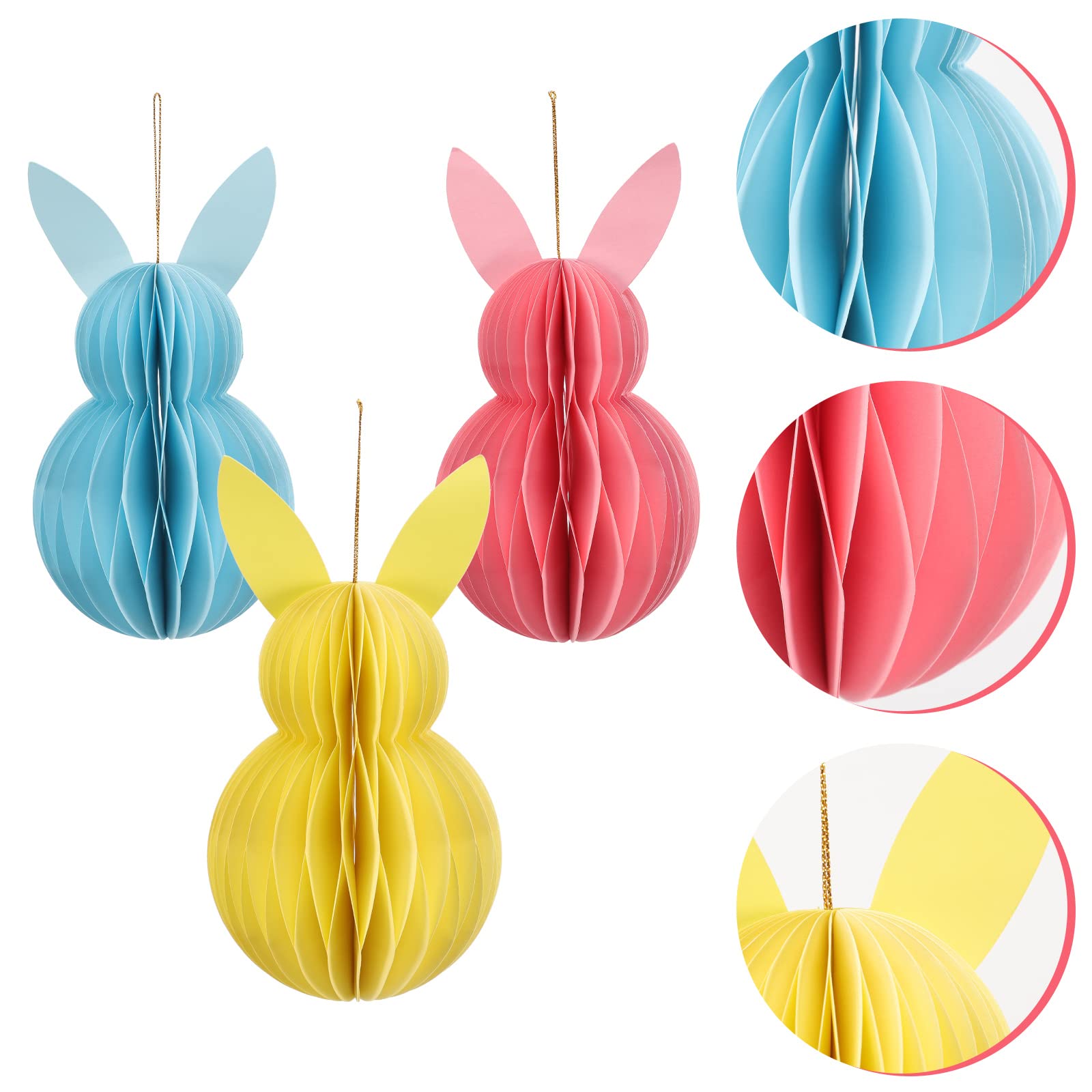 Decorazioni Pasquali A Nido D'Ape 3 Pezzi - Coniglietti Pieghevoli, Carta Velina, Riutilizzabili, Verde - Foto 9