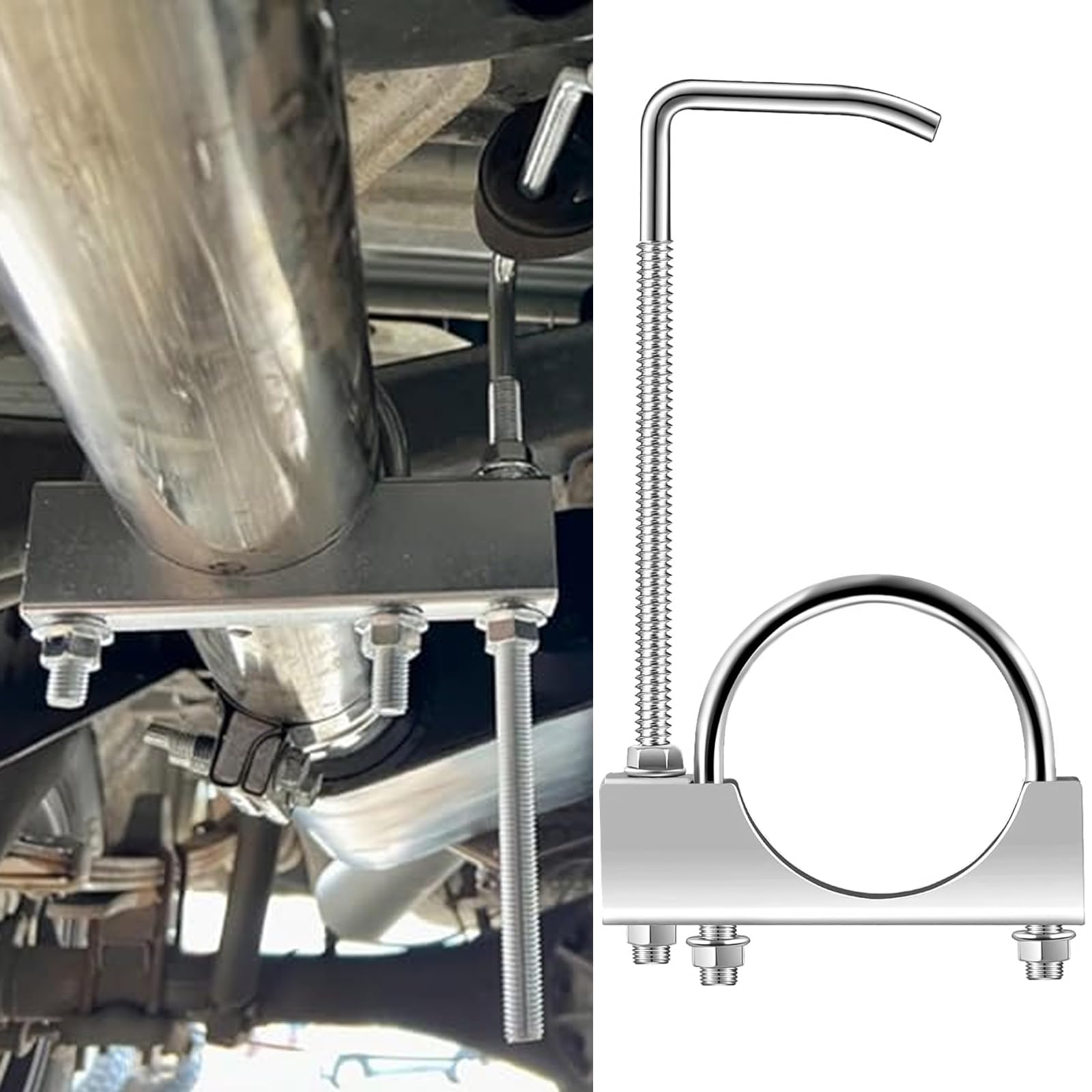 Vbgurr 2.5 Inch Exhaust Hanger,Heavy Duty Exhaust Clamp With Hanger,Universal U-Shaped Clamp On Exhaust Hanger,Rear Muffler Hanger Exhaust System Hanger Fit 2.5" Exhaust Pipe For Car Truck Exhaust Pipe