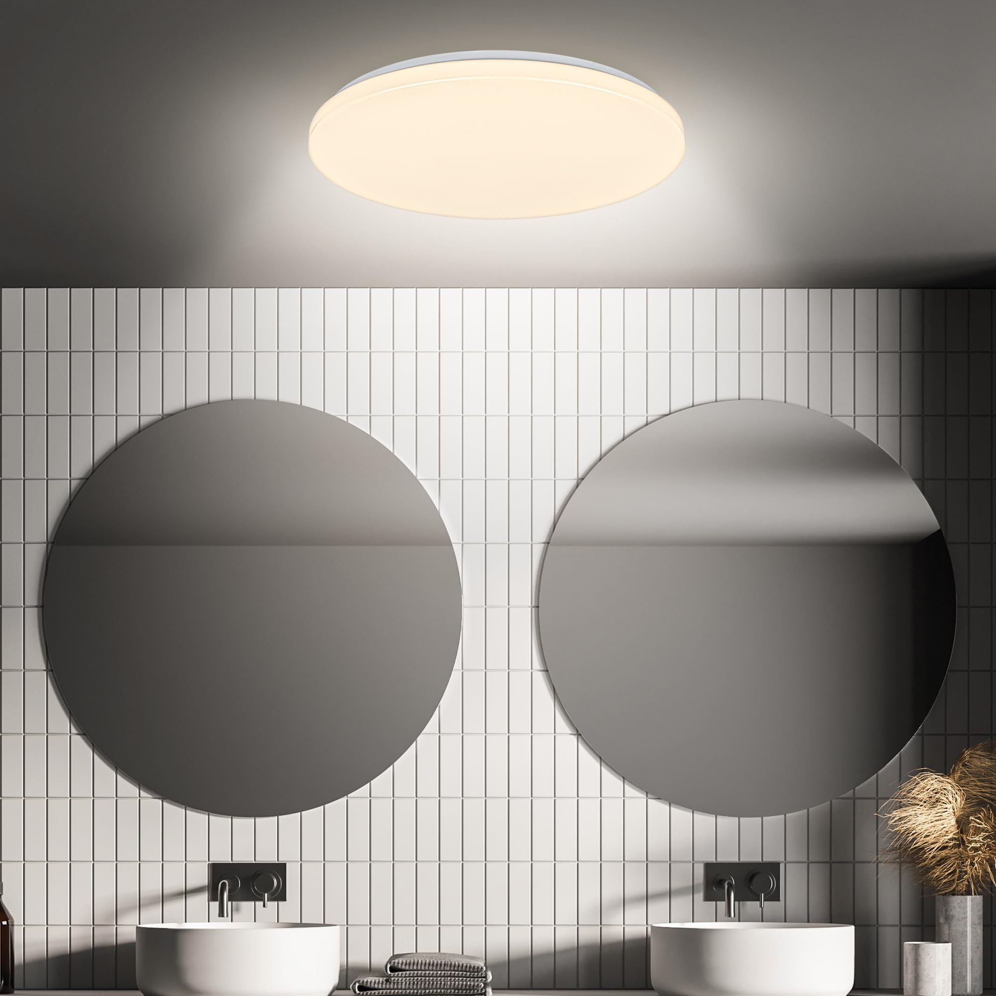 BRILONER - LED plafondlamp met bewegingsmelder IP44 3m bereik, neutraal witte lichtkleur, vlak, 120 graden detectie, LED plafondlamp, LED paneel, badkamerlamp, 42x3 cm, wit BRILONER - LED plafondlamp met bewegingsmelder IP44 3m bereik, neutraal witte lichtkleur, vlak, 120 graden detectie, LED plafondlamp, LED paneel, badkamerlamp, 42x3 cm, wit