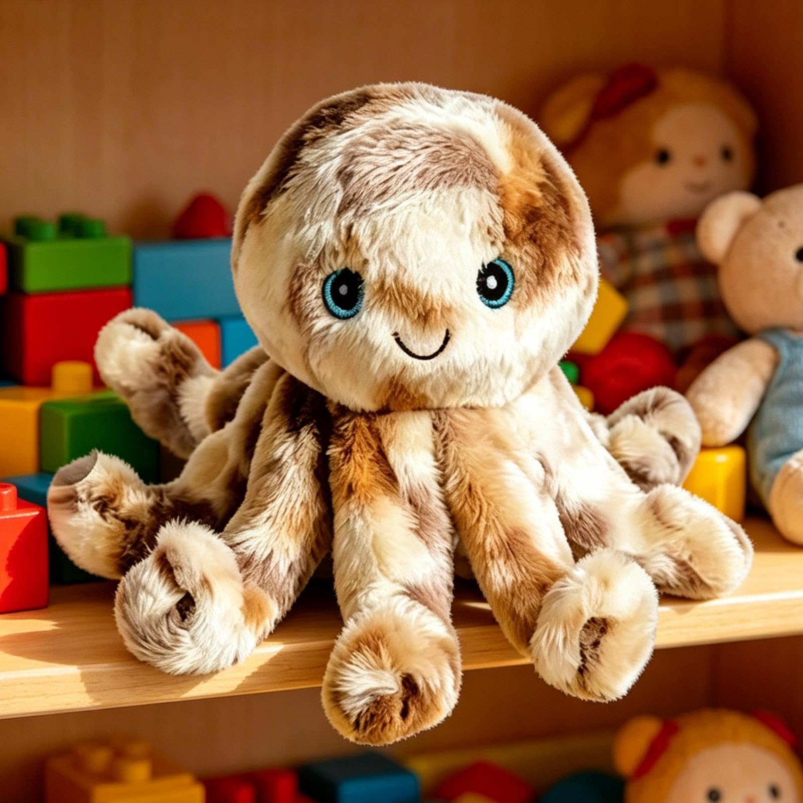 Peluche Musical Interactivo Pulpo de Peluche Recargable con Grabación de | Juguete Musical Sensorial con Ritmo de Felpa Para Niños y Niñas, Preescolar y Aprendizaje Temprano, Navidad, Cumpleañ