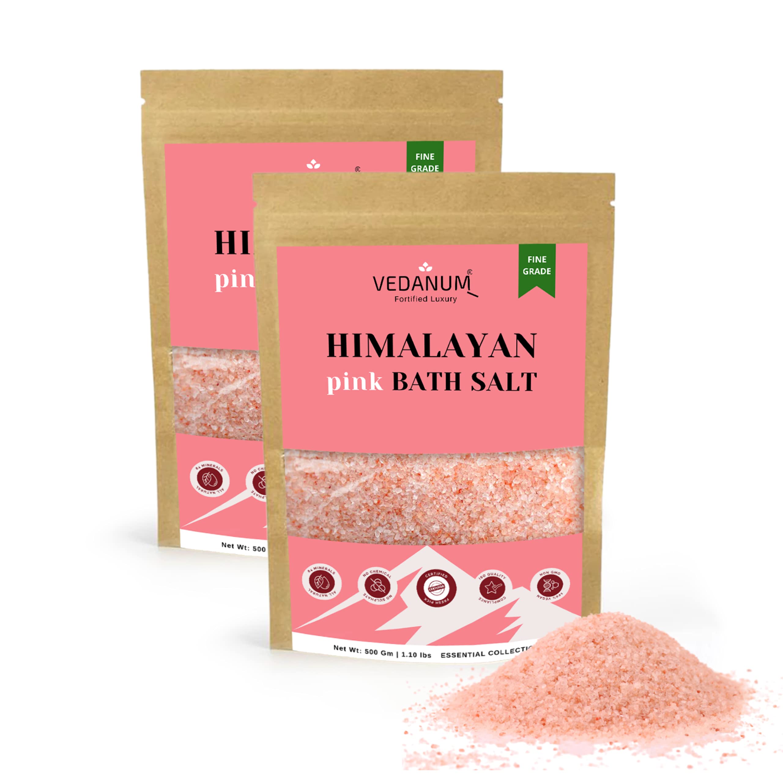 Himalayan Pink Bath Salt Organic Course Grade Ultra with Rich Minerals and Goodness of Natural Skin Therapy Elements 1 KG Pack