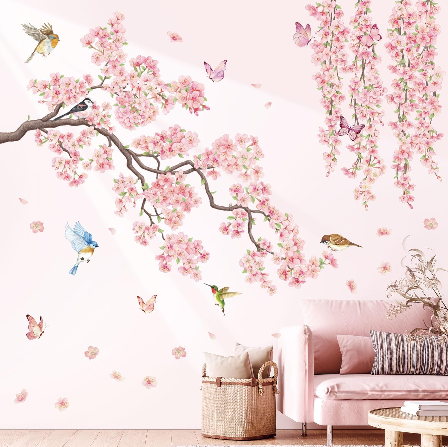 Amazon.com: Large Cherry Blossom Wall Decals - Pink Flower Tree Wall ...