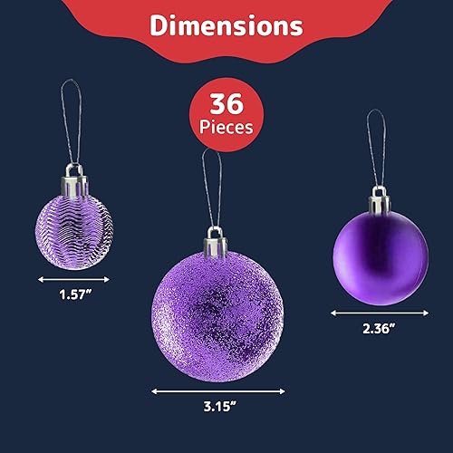 Miniatura 38 de PREXTEX - Adornos navideños inastillables de 36 piezas en azul medianoche: elegantes bolas de adorno navideño, juego ideal de adornos navideños Azul