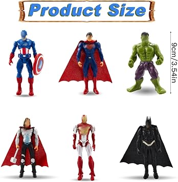 6 Pcs Heros Figures Set, Mini Hero Figure Cake Toppers, Cartoon Anime Cake Decorations Birthday Party Decorations, Collection Model for Fans Boys Girls