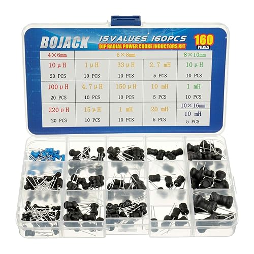 BOJACK 15 Valores 160 piezas Inductor 10 uH a 20 mH DIP Radial Power Choke Inductores Surtido Kit