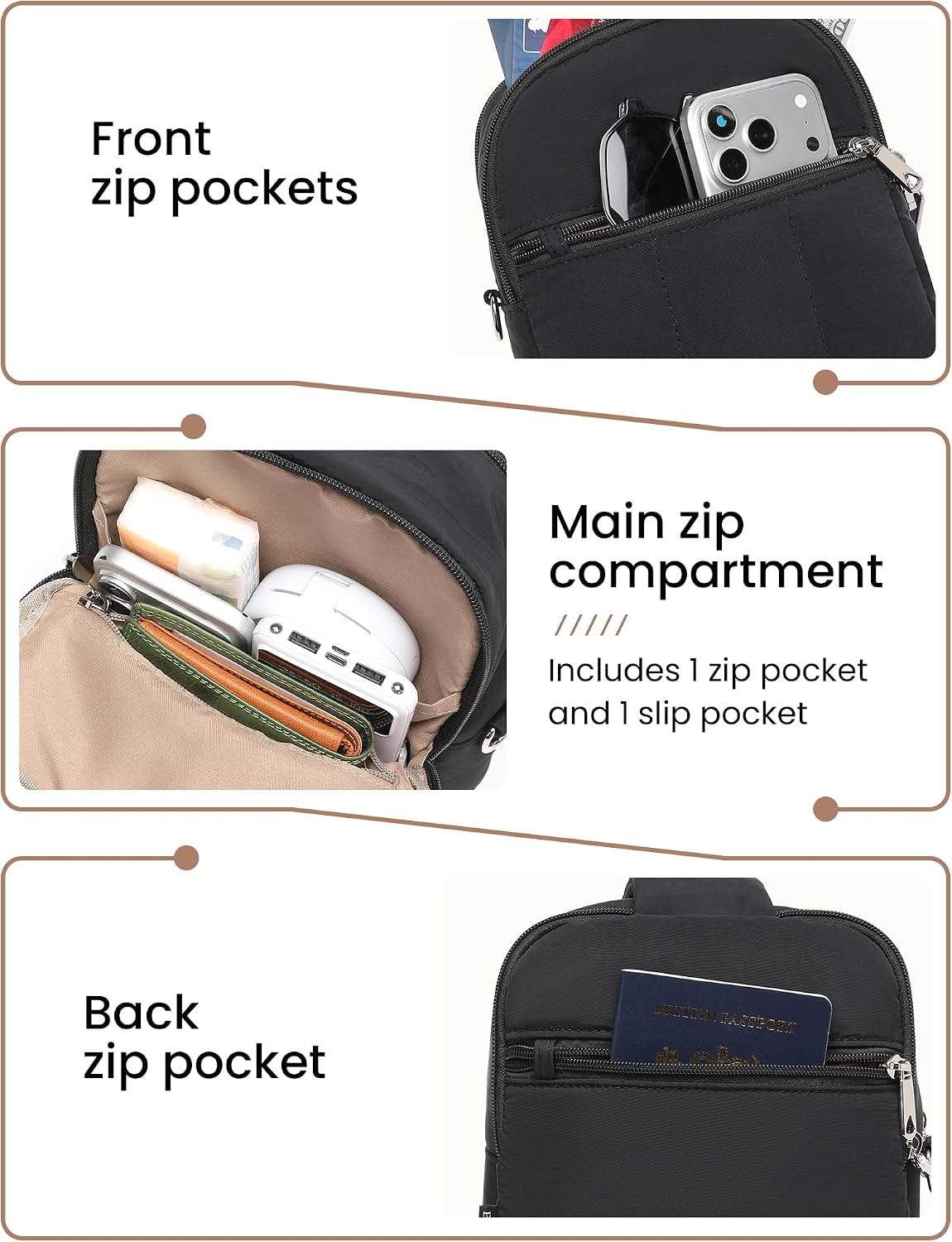 Anti-Theft Sling Crossbody Bag for Women Puffer RFID Slash-Resistant Purse