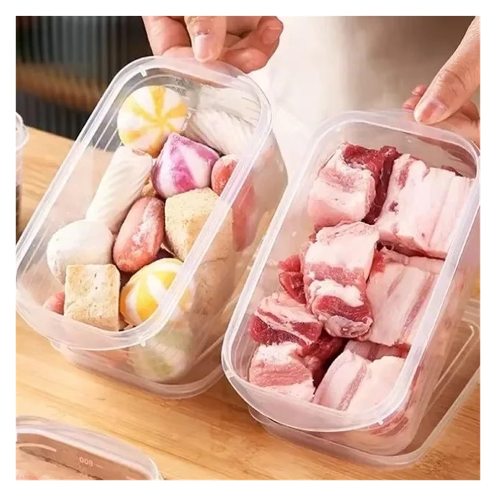 Boîtes de rangement au réfrigérateur, bac à légumes, conteneur fruits et frais, congeler la viande, conteneurs conservation avec couvercle(700ml (10 pcs))