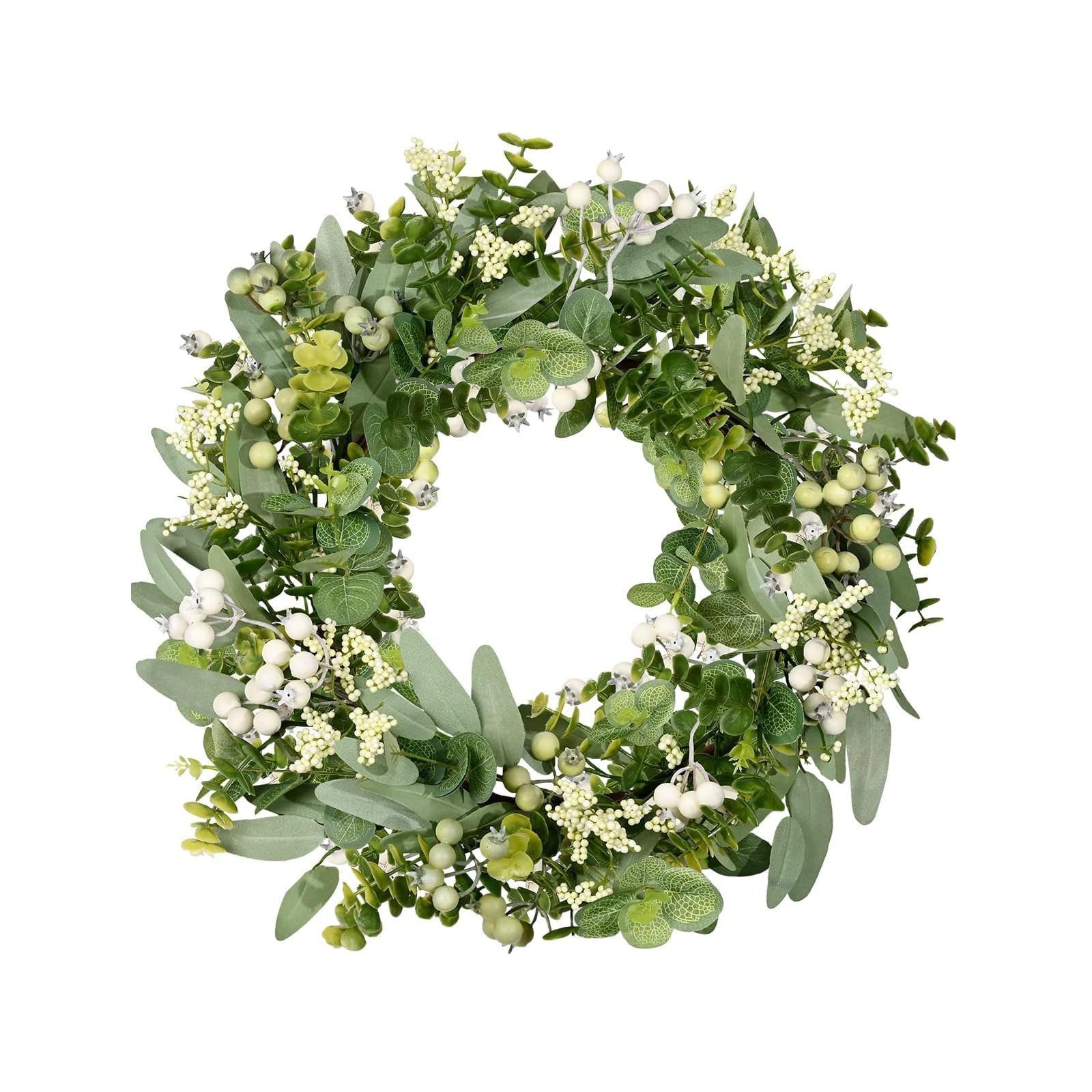 Eukalyptus-Kranz Mit Olivenblättern & Beeren – 61 Cm, Für Haustür, Alle Jahreszeiten, Bauernhaus-Deko