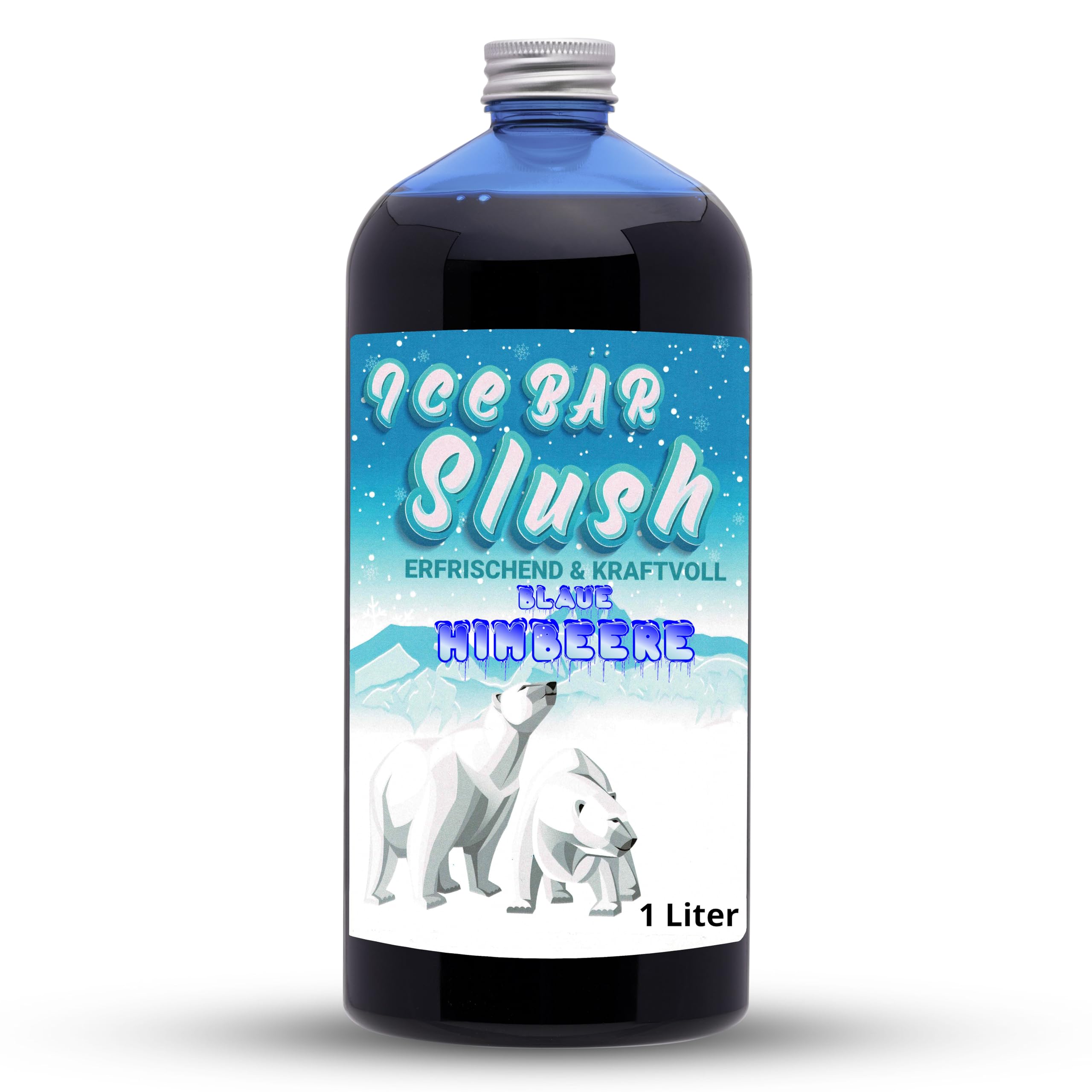 ICE Bär Sirup AZO FREI | 1 Liter Flasche | Konzentrat für Slushy Getränke Maker Eis Slushmaschinen Eismaschinen 1:5 bis 1:20 (Blaue Himbeere)