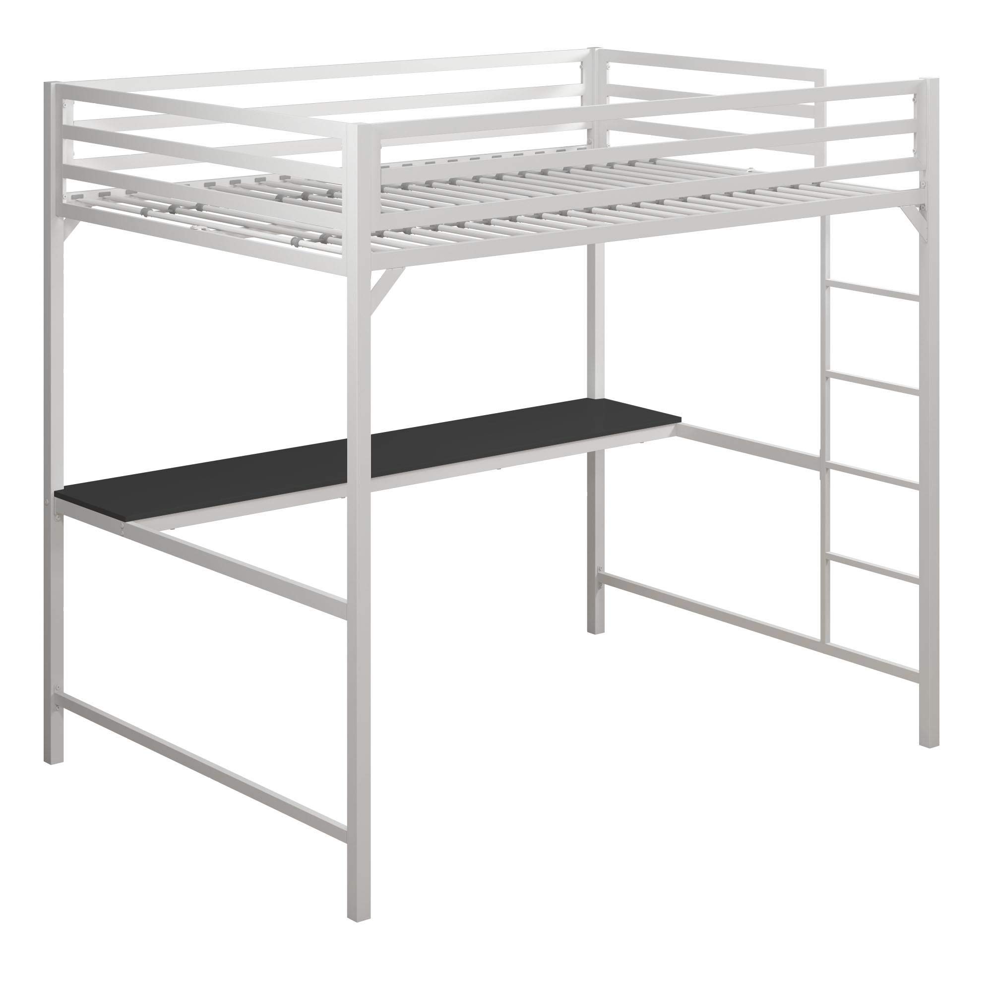 Amazon Com Dhp Miles Metal Full Loft Bed With Desk White Home Kitchen