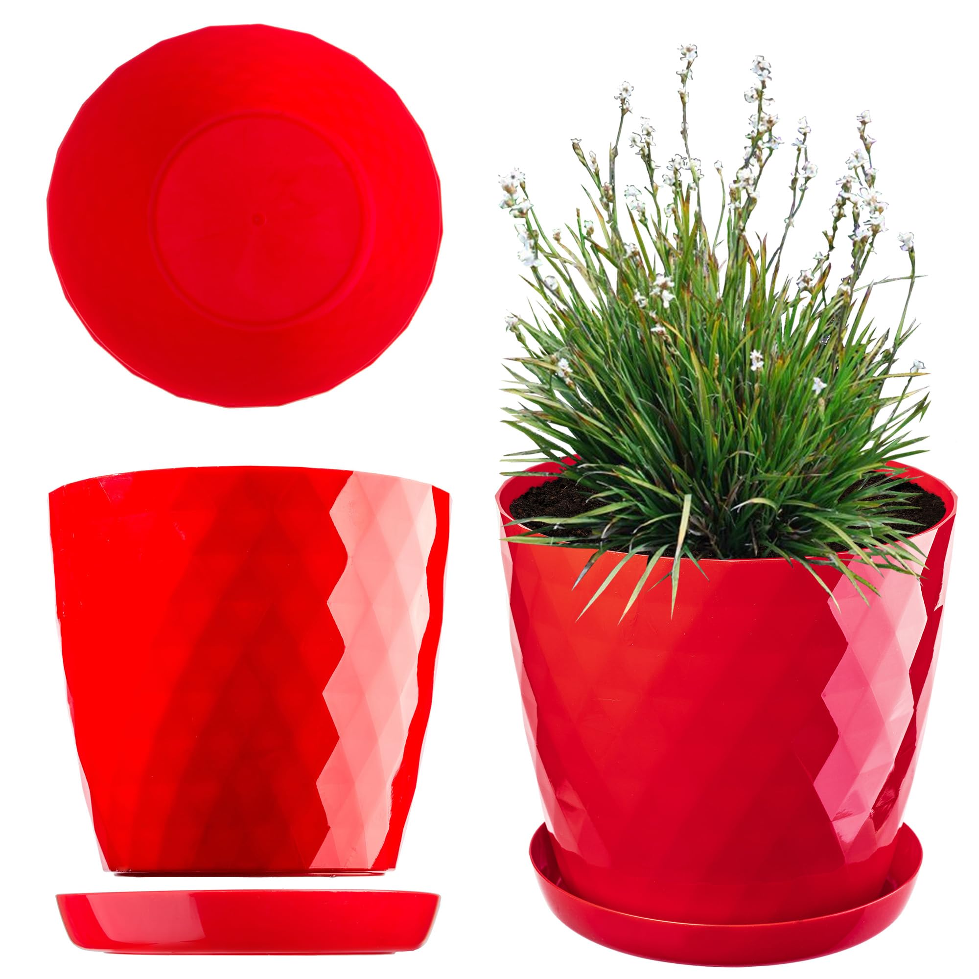 KADAX Maceta para Flores, Maceta con Base, Maceta de plástico para Interior, Macetero Redondo, Maceta Decorativa, Maceta Moderna Interior, 12 cm, Morado — view 9