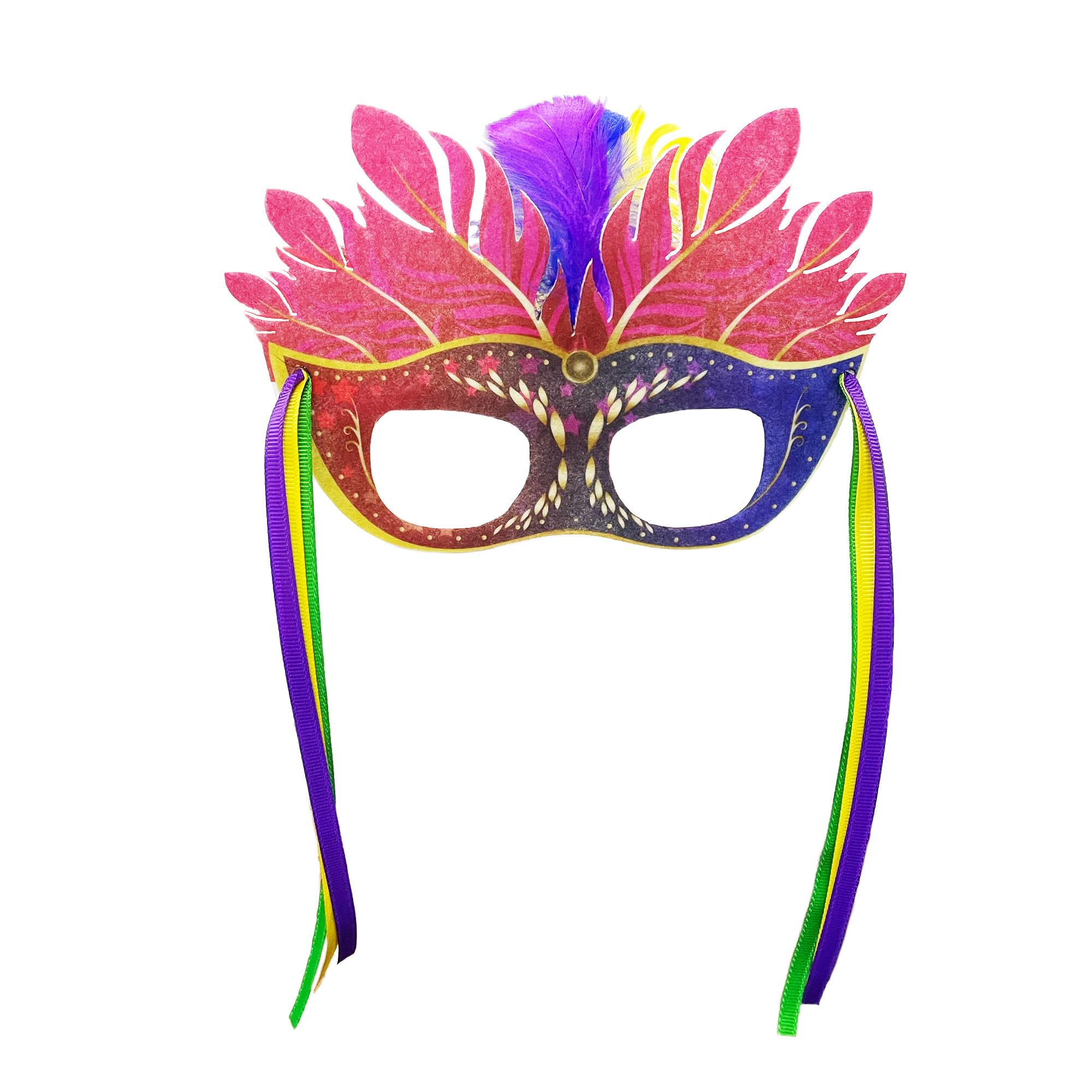 Prudance 2 Pcs Mardi Gras Glasses with Feather Masquerade Costume Dress Up Accessories for Mardi Gras Party Favor, Red