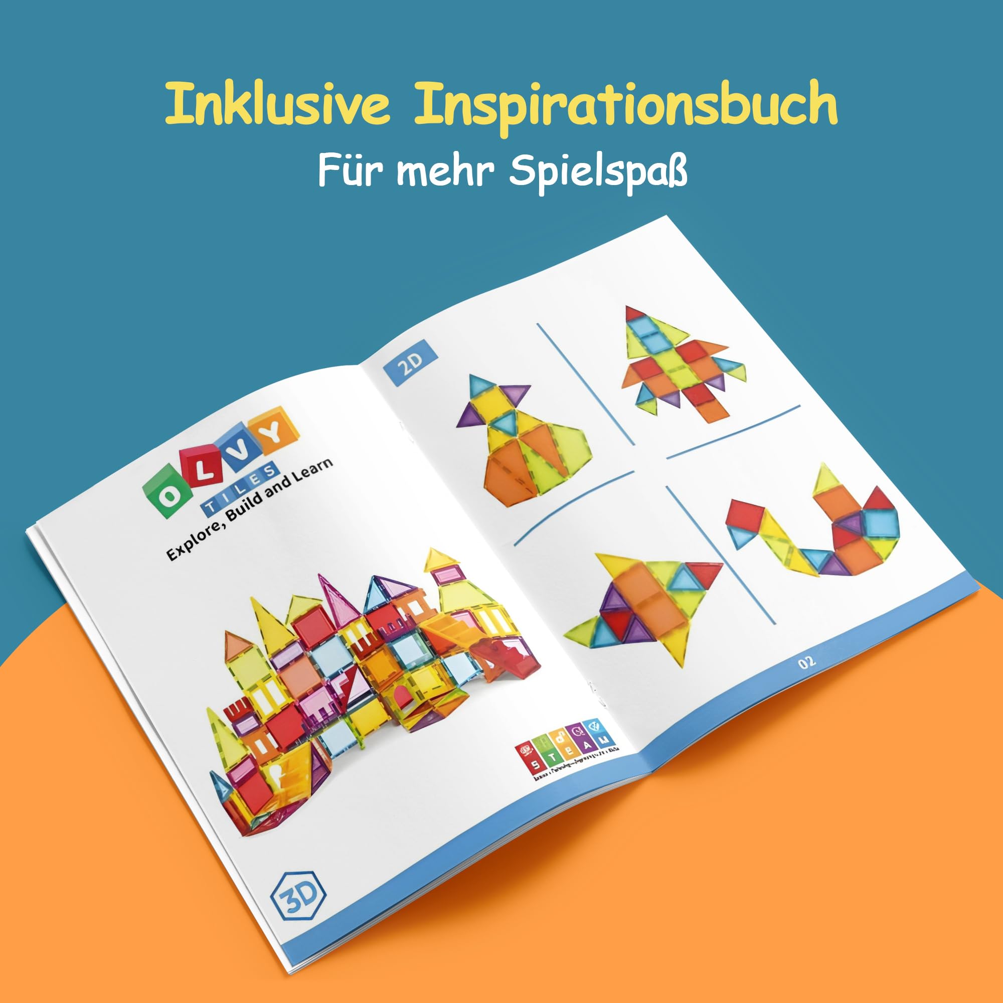 Olvy Magnetische Bausteine Montessori Spielzeug - 120 Magnetic Tiles Kinder - Magnetisches Konstruktionsspielzeug Ab 3 Jahre - Smart Playground Magnetbausteine, Magnetset Kinder (120 Magnetic Tiles)