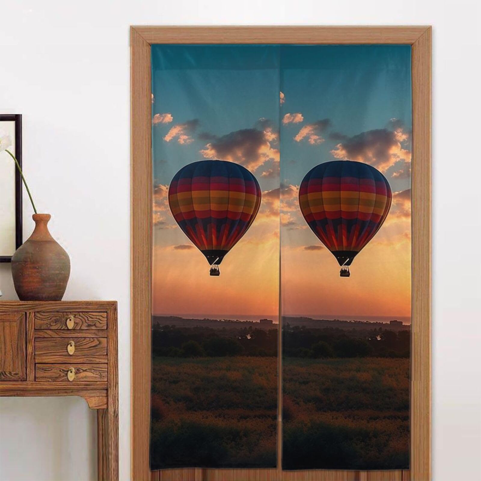 Rideau de porte occultant thermique montgolfière chic pour chambre