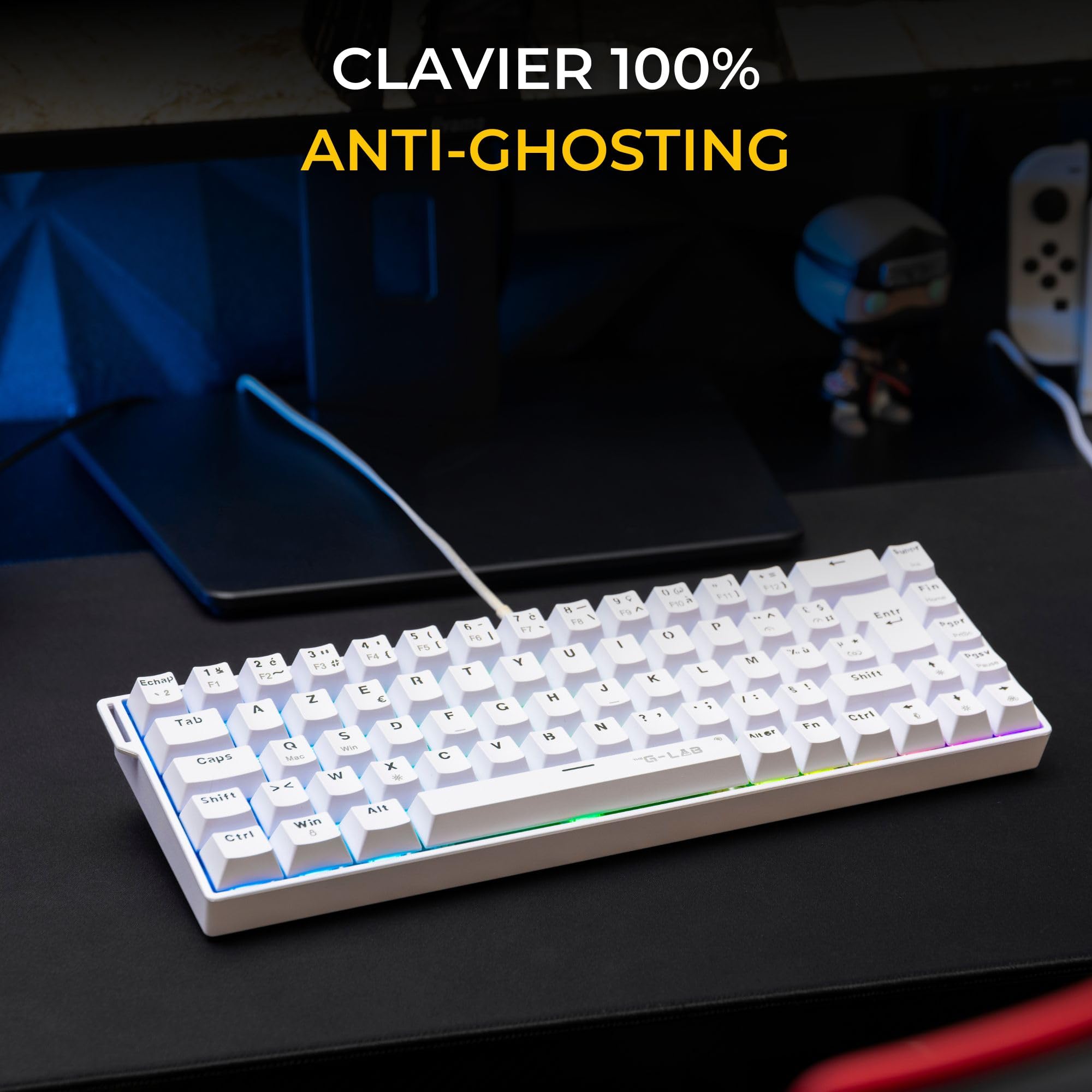The G-Lab - Keyz Titanium HE White - Tastiera Gamer 65% Switch Magnetico Hot Swap