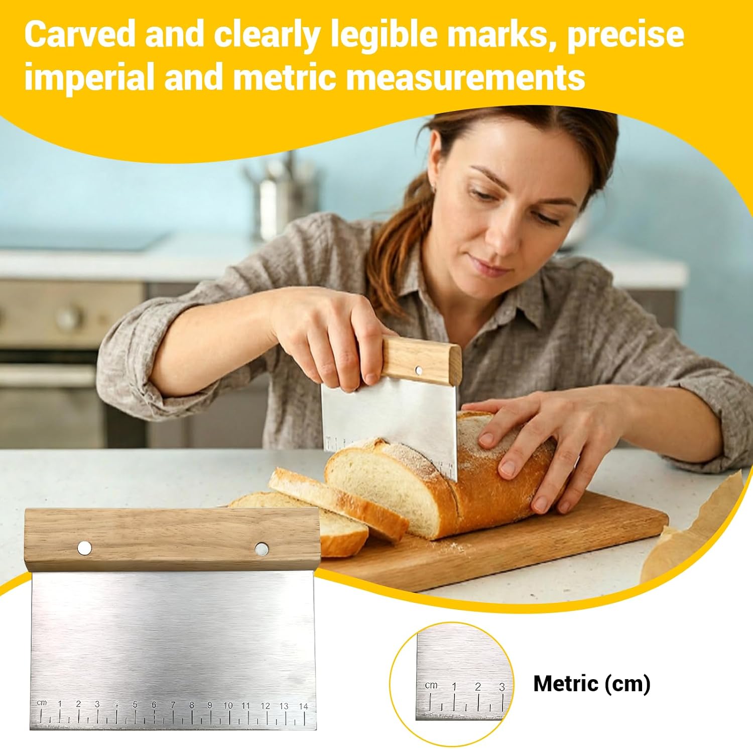 3 PCS Dough Pastry Cutter Scraper Blender Set with Stainless Steel Blades and Comfortable Wood Handle for Biscuit Butter Pie Nut Crust Kitchen Baking Supplies
