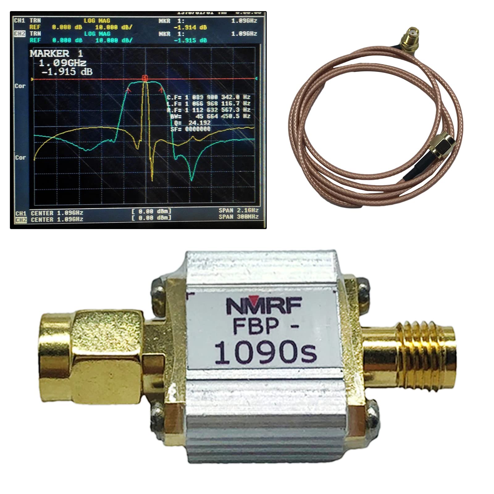 Filtre passe-bande de fréquence centrale 1090 MHz Filtre passe-bande 3 Bande passante 1090 MHz Récepteur ADS-B efficace