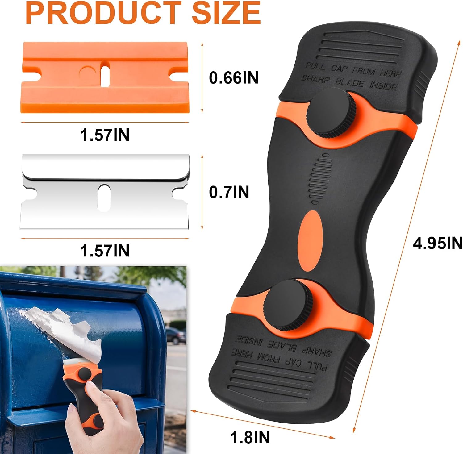 2 Pack Razor Blade Scraper Tool, 2-in-1 Razor Scraper With 60 Pcs Razor Blades 20 Pcs Metal and 40 Pcs Plastic Razor Blades, Cleaning Scraper Tool, Cooktop, Paint, Glass Scraper, Decal, Sticker, Label image 2
