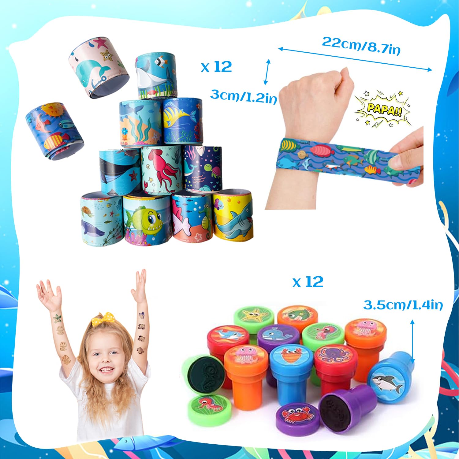 30 Mani Appiccicose Animali Marini Per Bambini – Colorate, Elastiche, Riutilizzabili, Regalo Per Feste