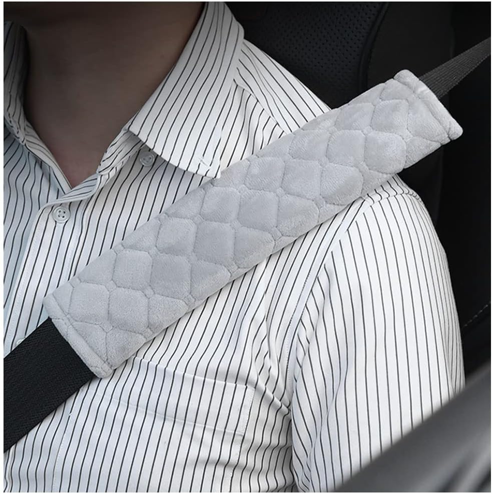 Aokdom2pcs Soft Fluffy Seatbelt Covers Close Shoulder Protection,Comfortable Car Interior Accessories,Cars Trucks SUV Driving Car Seatbelt Pads,Car Supplies Suitable for Men and Women (Gray/2pcs)