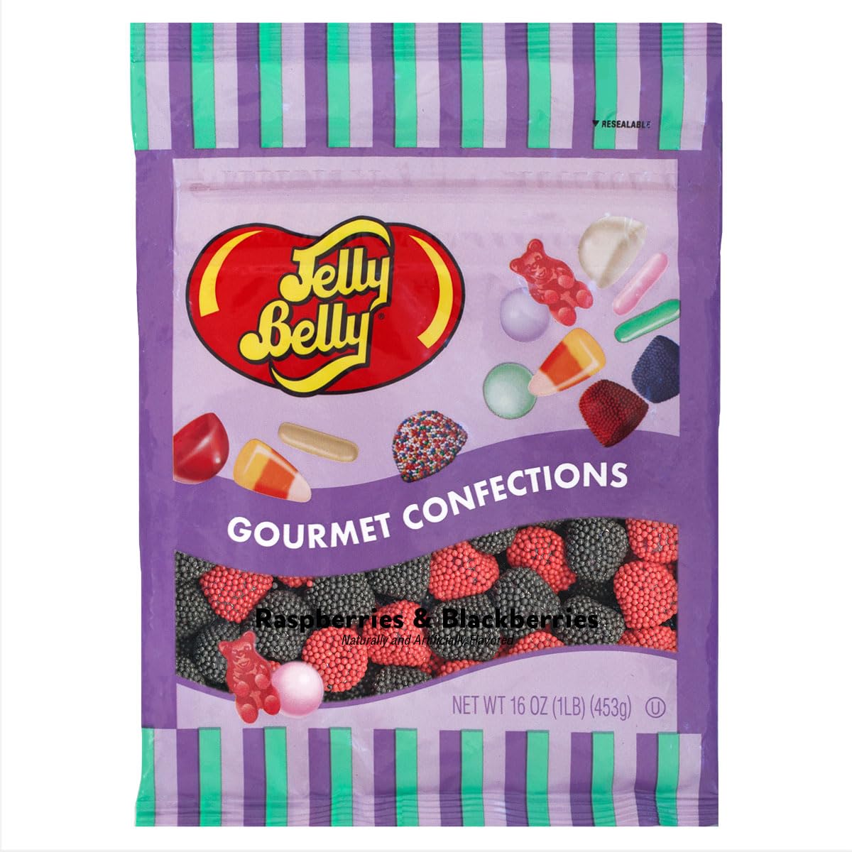 Jelly Belly Raspberries and Blackberries Candy - 1 Pound (16 Ounces) Resealable Bag - Genuine, Official, Straight from the Source