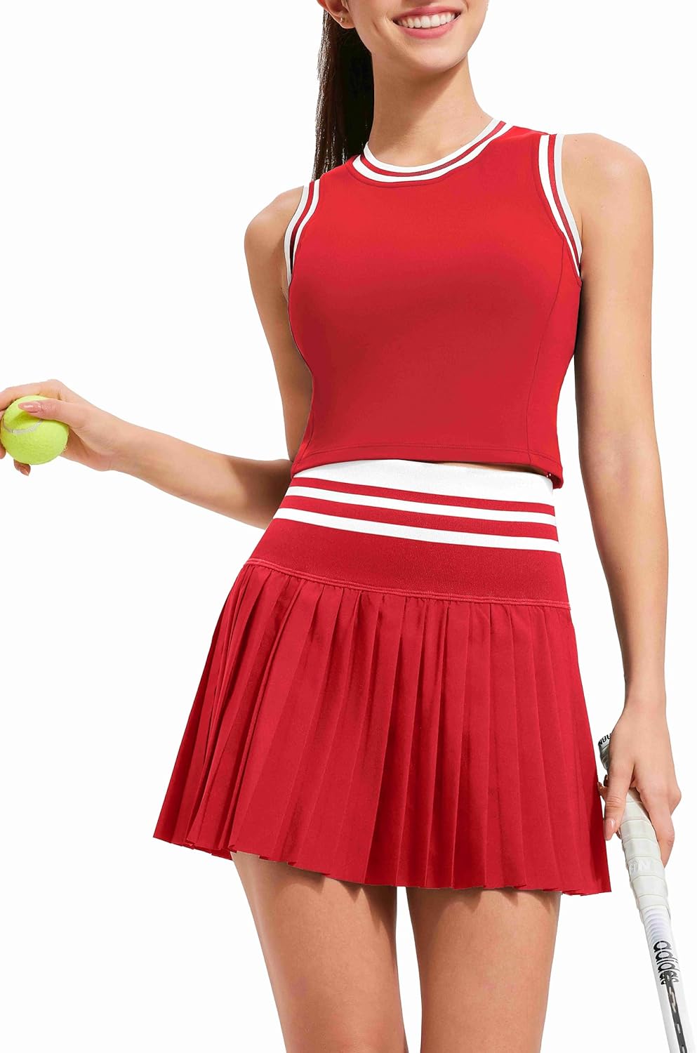 Two Piece Tennis Skirt Set for Women High Waisted Pleated Athletic Golf Skirt Sets Women 2 Piece Outfits with Pockets