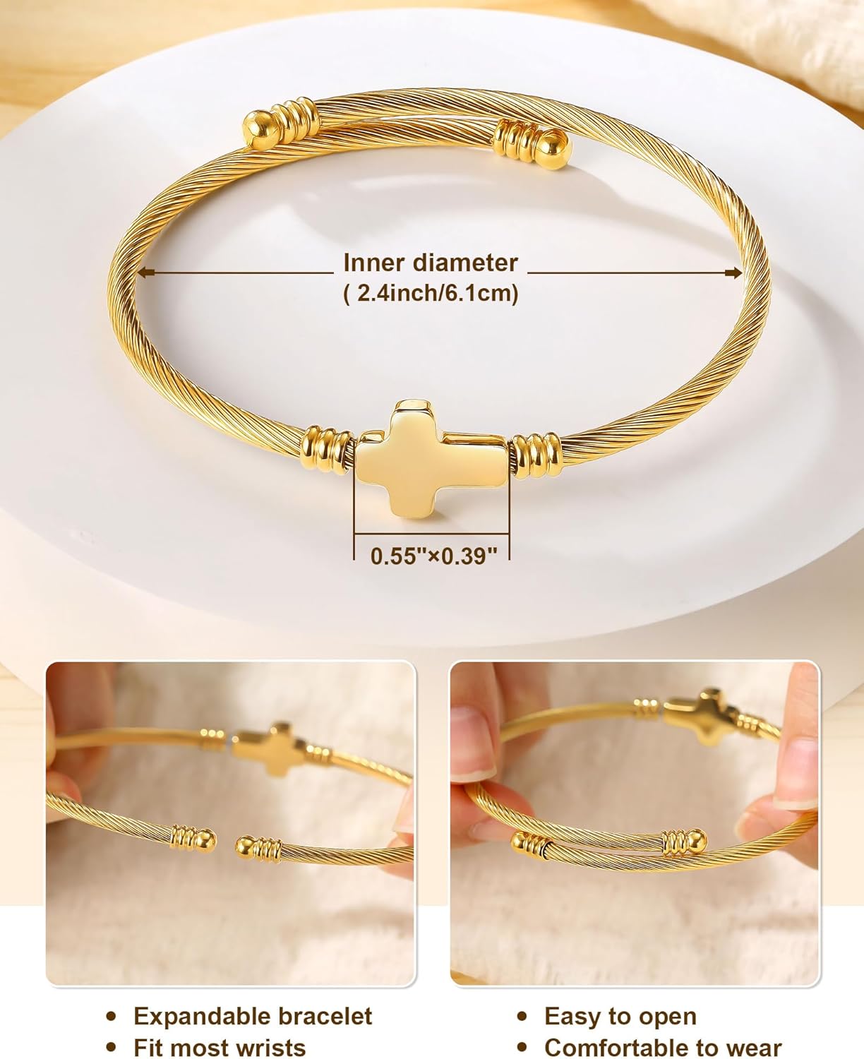 God Is Within Her - Inspirational Cross Bracelet Bible Verses Religious Christian Gifts for Women Girls - Image 4