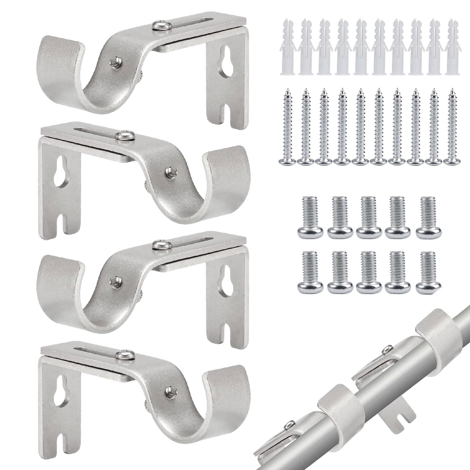 4 Pieces Metal Curtain Pole Brackets,Curtain Rod Brackets 20-26mm
