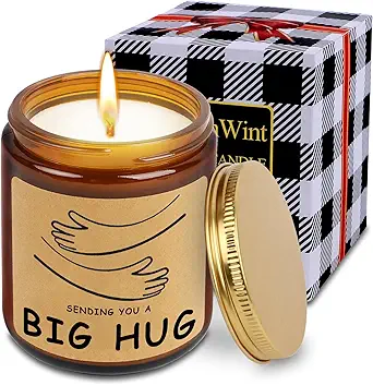 Vanilla Scented Candles, Funny Gifts for Women, Sending You A Big Hug Candle Thinking of You Gifts Unique Present for Friend Bestie Family, Relaxation Feel Better Encouragement Gift