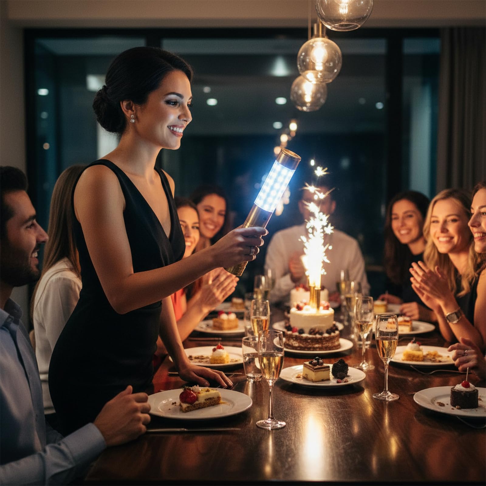 ACMHNC Luces Estroboscópicas LED, USB Recargable Para Botella de Vino, Bastón Luminoso, 1800 mAh Batería, Barras Luminosas Para Fiestas, Ktv, Bar, Club, Cumpleaños, Luz Blanca, Dorada