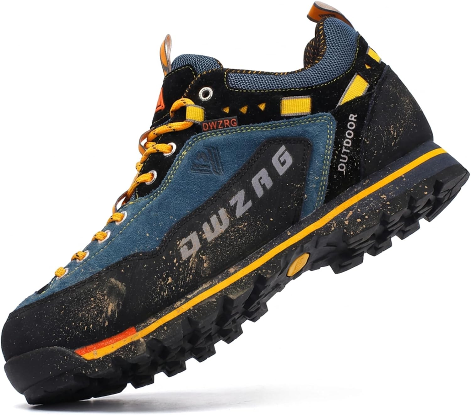 SANANG Men's Leather Montana Boots with Non-Slip Sole, Climbing Shoes, Blue, Yellow, Orange, Size 40-46