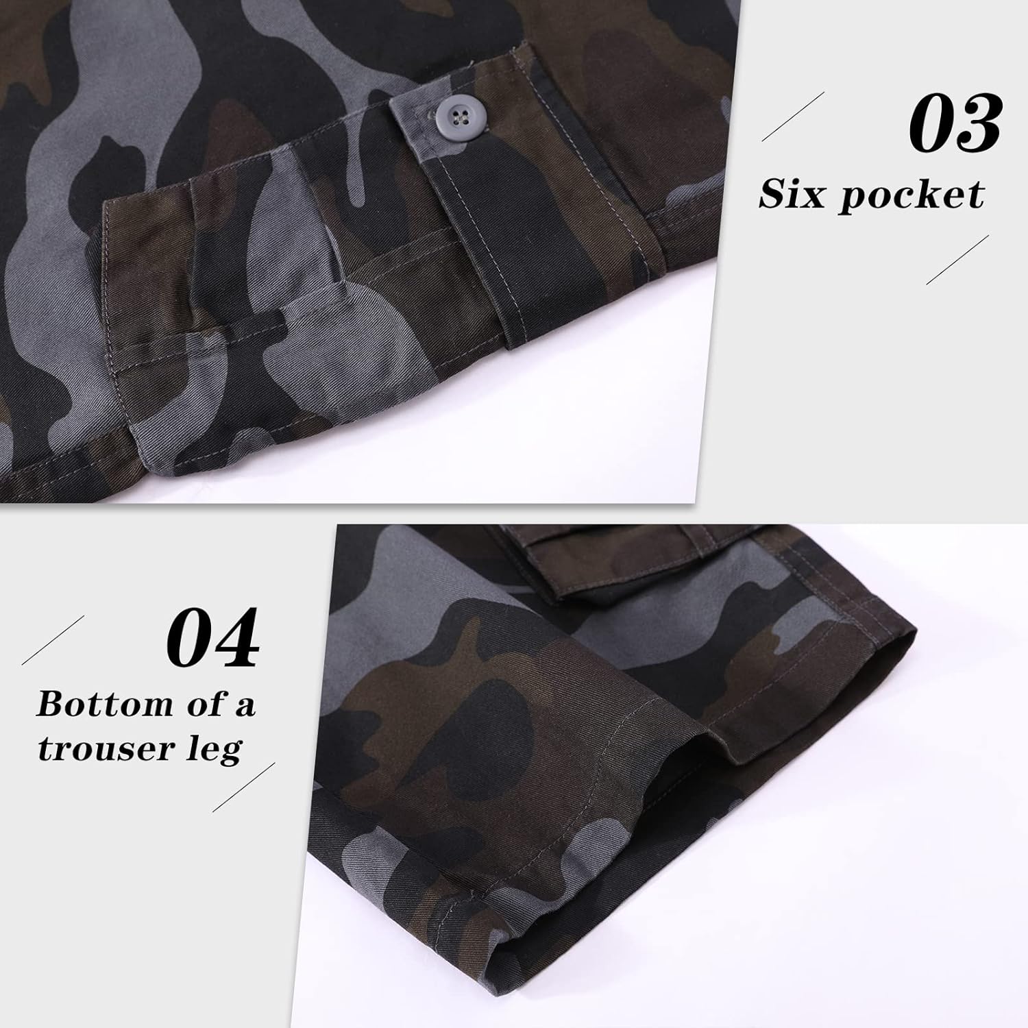 zeetoo Camo Shorts for Men Classic Relaxed Fit Cargo Short Multi-Pocket Outdoor Shorts - Image 5