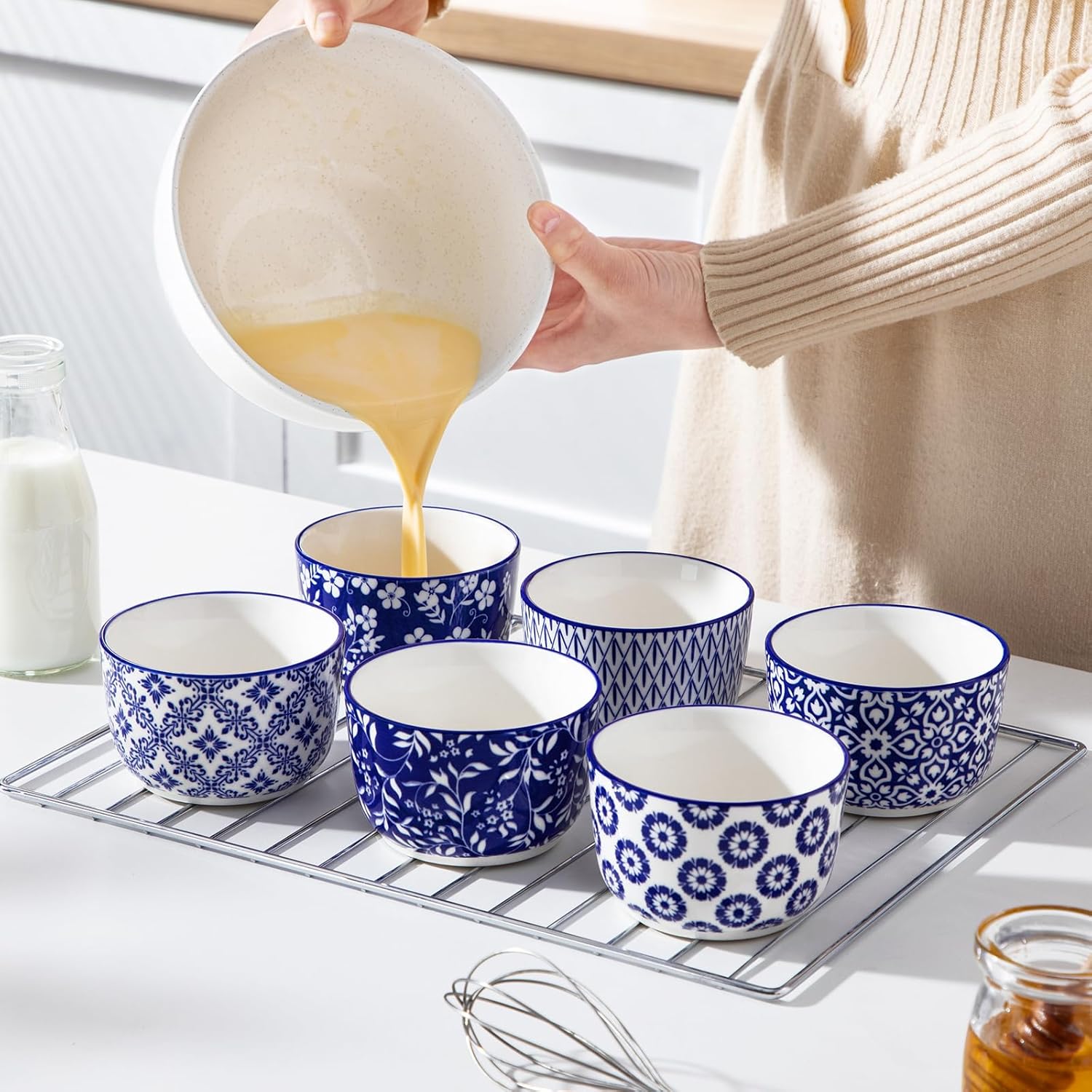 vancasso Selene 8 oz Ceramic Ramekins Set of 6 and vancasso Selene 8.5" Pasta Bowls Set of 6