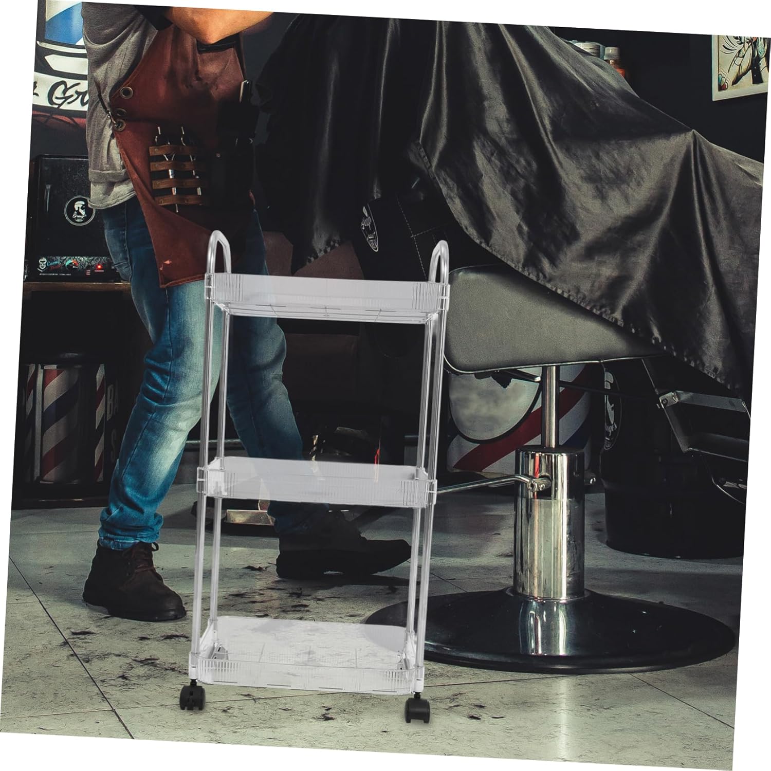Movable Salon Trolley Cart Multi-Tier Rolling Storage Organizer Wheels for Tools and Accessories Practical for Salon and Spa Organization