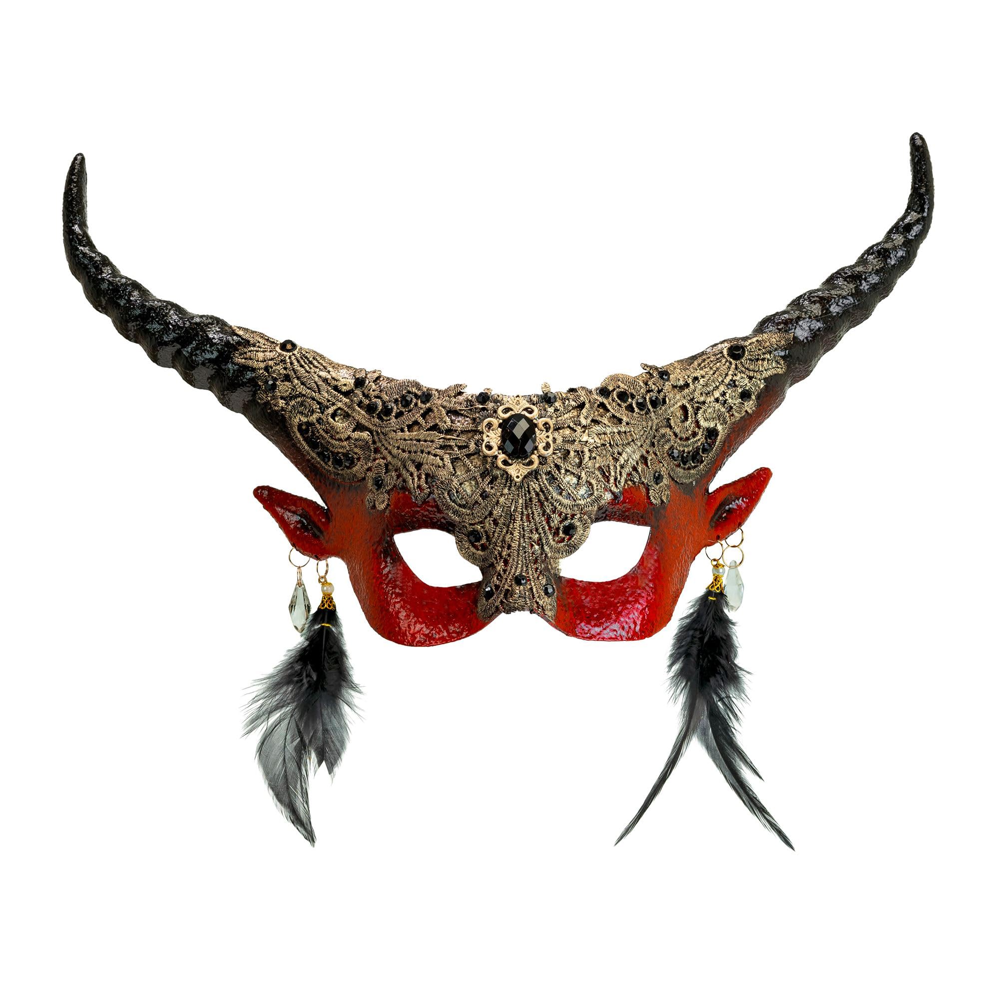 W WIDMANN MILANO Party Fashion - Devil with Horns Demon Eye Mask Accessory Halloween