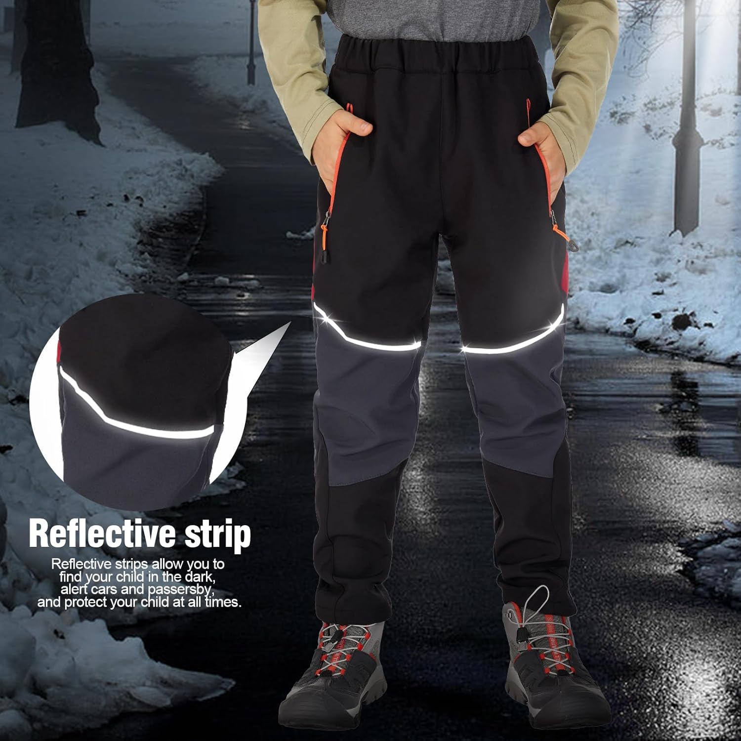 Toomett Kids Snow Pants girls Boys Waterproof Insulated Hiking Pants Youth Winter Warm Fleece Lined Ski Snowpants - Image 4